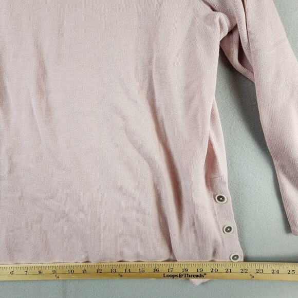 J Jill Wearever Knit Sweater Women 1X Pink Cotton/Poly Side Button Pullover - Picture 6 of 11
